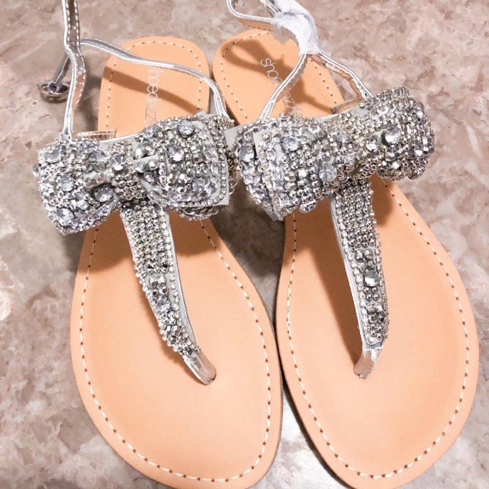 Silver Bedazzled Sandals